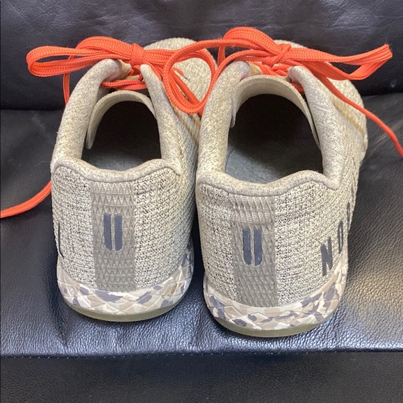 NOBULL Gray and Orange Sneakers with Knit Upper and Textured Outsole M 7 W8.5 - Picture 2 of 6
